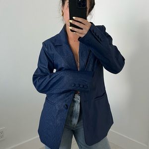 Shimmery Navy Blue oversized blazer